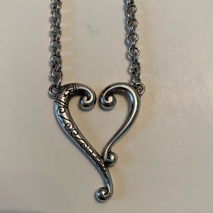 Brighton Silver Tuscan Etched Heart Necklace